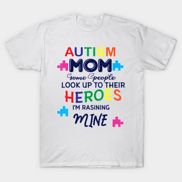 Mom Raising Superhero Puzzle Cool Autism Awareness T-Shirt by StuSpenceart